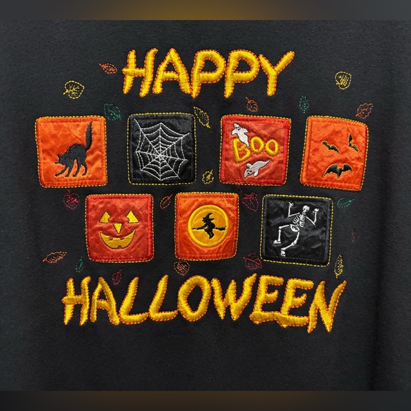 Vintage Happy Halloween Embroidered Basic Editions Sweatshirt, Women’s Medium - Picture 2 of 7